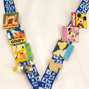 Disney Character Pins & Lanyard